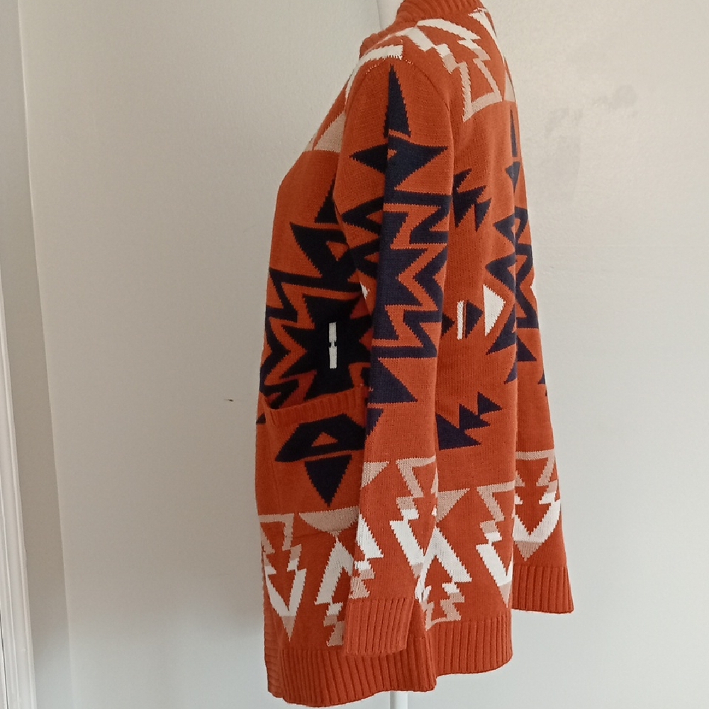 Cato Geometric Patterned Rust Cardigan - image 8